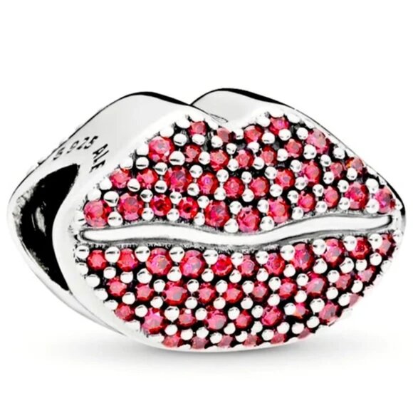 Pandora Kiss More Red Cubic Zirconia Lip Charm - Picture 2 of 3